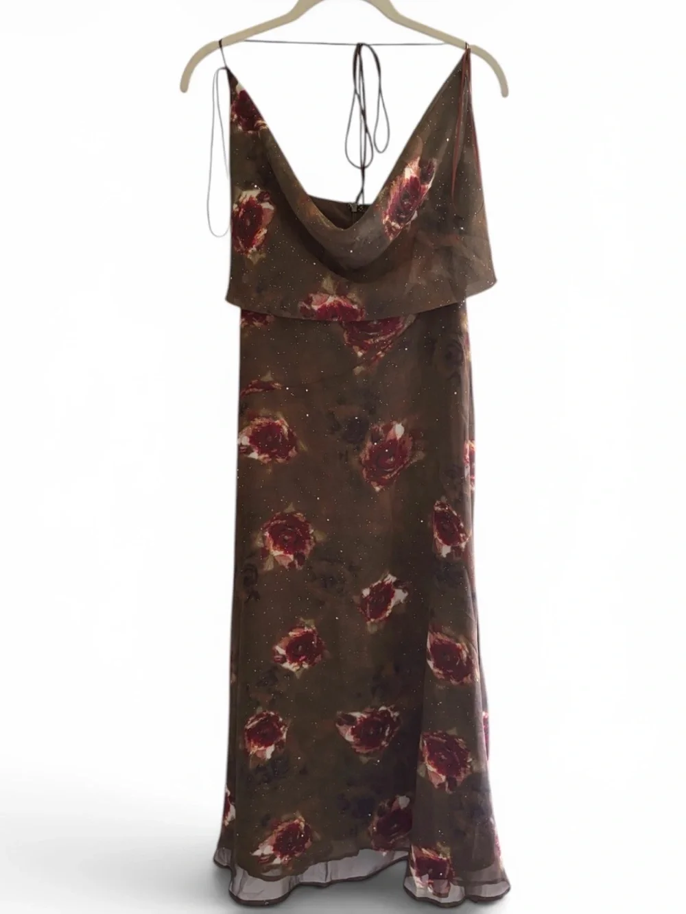 Fashion Nova Graceful Chaos Glitter  Open Back Maxi Dress Size XS NWT